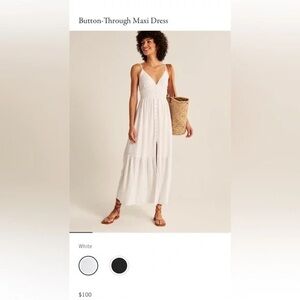 Abercrombie & Fitch White Button-Through Maxi Dress
